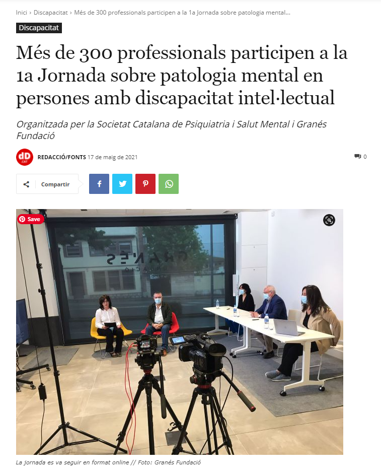 Més de 300 professionals participen a la 1a Jornada sobre patologia mental en persones amb discapacitat intel·lectual - notícia al Diari de la discapacitat